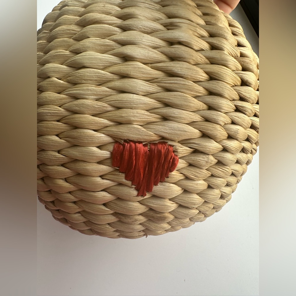 Frances Valentine Honeypot Basket Natural/Red Embroidered Heart - Picture 11 of 11